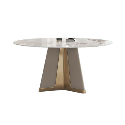 Modern Round Dinner Table Steel Base Stone Dining Table for Home Pandora & Gold Without Chairs Clearhalo 'Dining Tables & Seating' 'Dining Tables' 'dining_table' 'furn' 'furn_dining_table' 'Furniture' 'Kitchen & Dining Furniture' 6229645