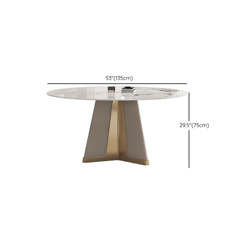Modern Round Dinner Table Steel Base Stone Dining Table for Home Clearhalo 'Dining Tables & Seating' 'Dining Tables' 'dining_table' 'furn' 'furn_dining_table' 'Furniture' 'Kitchen & Dining Furniture' 6229648