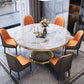 Modern Round Dining Table Steel Base Pedestal Table for Home Kitchen Black White 47.2"L x 47.2"W x 29.9"H Without Chairs Clearhalo 'Dining Tables & Seating' 'Dining Tables' 'dining_table' 'furn' 'furn_dining_table' 'Furniture' 'Kitchen & Dining Furniture' 6229657