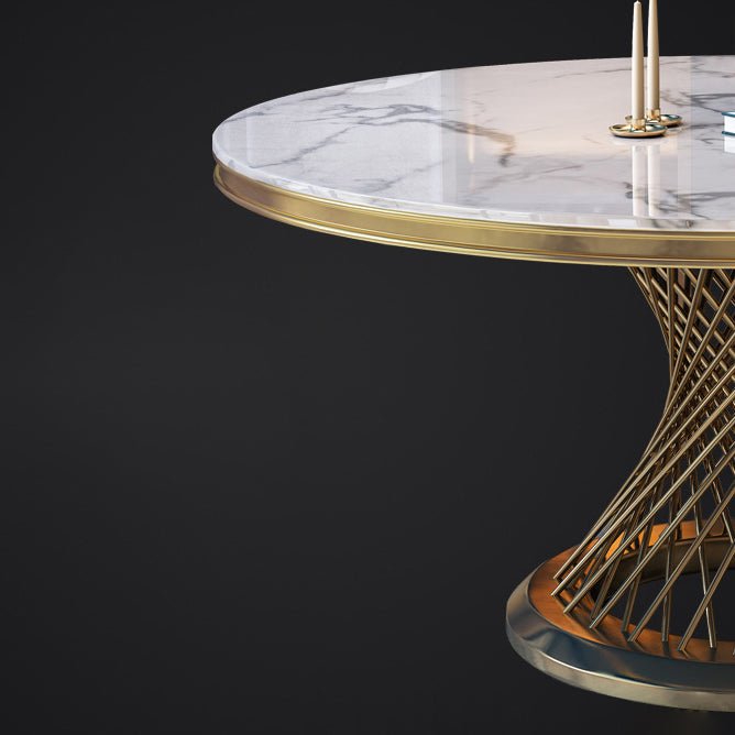 Modern Round Dining Table Steel Base Pedestal Table for Home Kitchen Clearhalo 'Dining Tables & Seating' 'Dining Tables' 'dining_table' 'furn' 'furn_dining_table' 'Furniture' 'Kitchen & Dining Furniture' 6229662