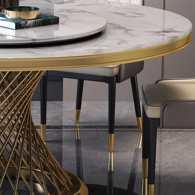Modern Round Dining Table Steel Base Pedestal Table for Home Kitchen Clearhalo 'Dining Tables & Seating' 'Dining Tables' 'dining_table' 'furn' 'furn_dining_table' 'Furniture' 'Kitchen & Dining Furniture' 6229663