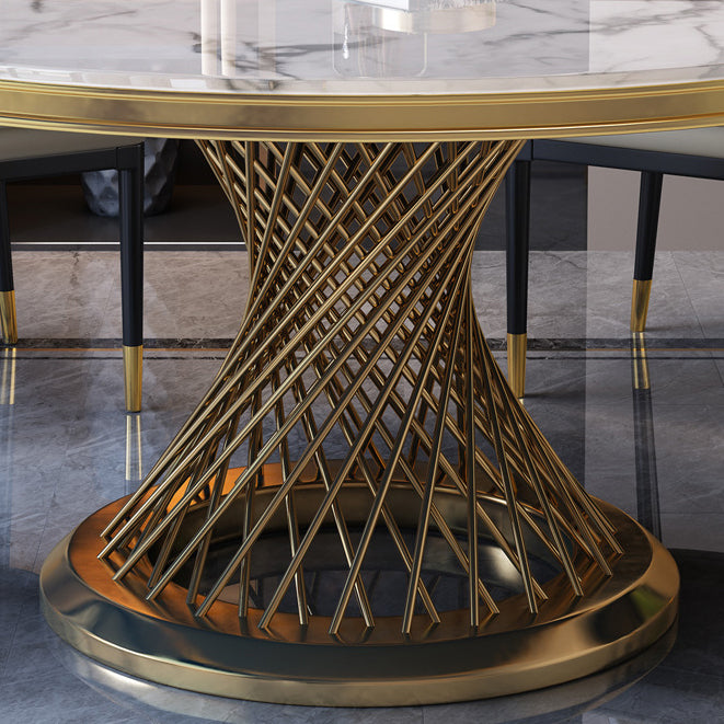 Modern Round Dining Table Steel Base Pedestal Table for Home Kitchen Clearhalo 'Dining Tables & Seating' 'Dining Tables' 'dining_table' 'furn' 'furn_dining_table' 'Furniture' 'Kitchen & Dining Furniture' 6229664