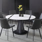 Modern Extendable Stone Dining Table Steel Base Dinner Table for Home White 51.2"L x 31.5"W x 29.5"H Without Chairs Clearhalo 'Dining Tables & Seating' 'Dining Tables' 'dining_table' 'furn' 'furn_dining_table' 'Furniture' 'Kitchen & Dining Furniture' 6229675