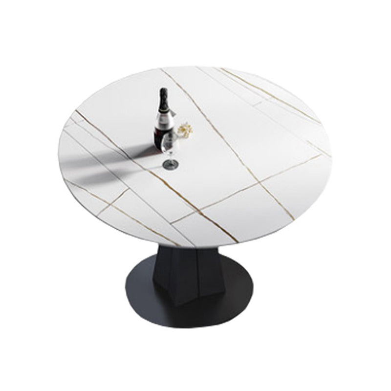 Modern Extendable Stone Dining Table Steel Base Dinner Table for Home Off-White Without Chairs Clearhalo 'Dining Tables & Seating' 'Dining Tables' 'dining_table' 'furn' 'furn_dining_table' 'Furniture' 'Kitchen & Dining Furniture' 6229676