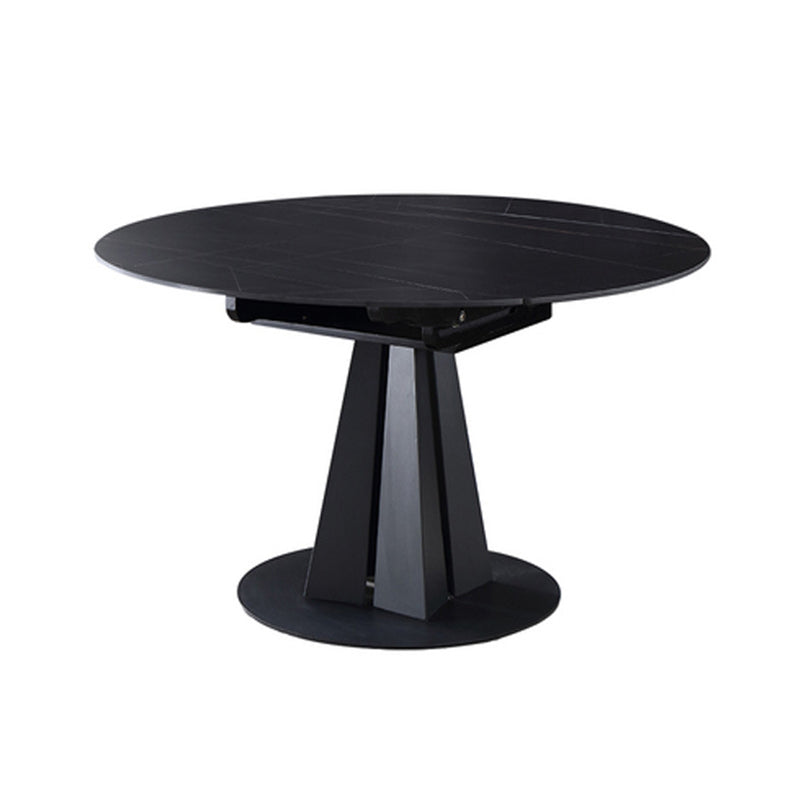 Modern Extendable Stone Dining Table Steel Base Dinner Table for Home Gold-Black Without Chairs Clearhalo 'Dining Tables & Seating' 'Dining Tables' 'dining_table' 'furn' 'furn_dining_table' 'Furniture' 'Kitchen & Dining Furniture' 6229677
