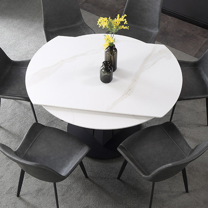 Modern Extendable Stone Dining Table Steel Base Dinner Table for Home Clearhalo 'Dining Tables & Seating' 'Dining Tables' 'dining_table' 'furn' 'furn_dining_table' 'Furniture' 'Kitchen & Dining Furniture' 6229678