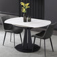 Modern Extendable Stone Dining Table Steel Base Dinner Table for Home White 53.1"L x 33.5"W x 29.5"H Without Chairs Clearhalo 'Dining Tables & Seating' 'Dining Tables' 'dining_table' 'furn' 'furn_dining_table' 'Furniture' 'Kitchen & Dining Furniture' 6229679