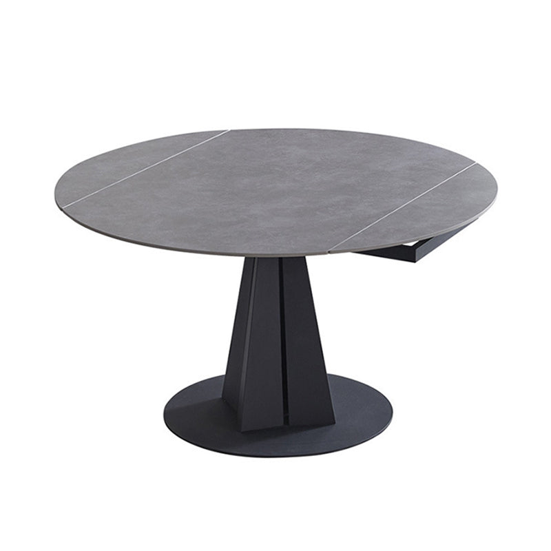 Modern Extendable Stone Dining Table Steel Base Dinner Table for Home Light Gray Without Chairs Clearhalo 'Dining Tables & Seating' 'Dining Tables' 'dining_table' 'furn' 'furn_dining_table' 'Furniture' 'Kitchen & Dining Furniture' 6229680