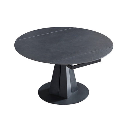 Modern Extendable Stone Dining Table Steel Base Dinner Table for Home Dark Gray-Black Without Chairs Clearhalo 'Dining Tables & Seating' 'Dining Tables' 'dining_table' 'furn' 'furn_dining_table' 'Furniture' 'Kitchen & Dining Furniture' 6229682