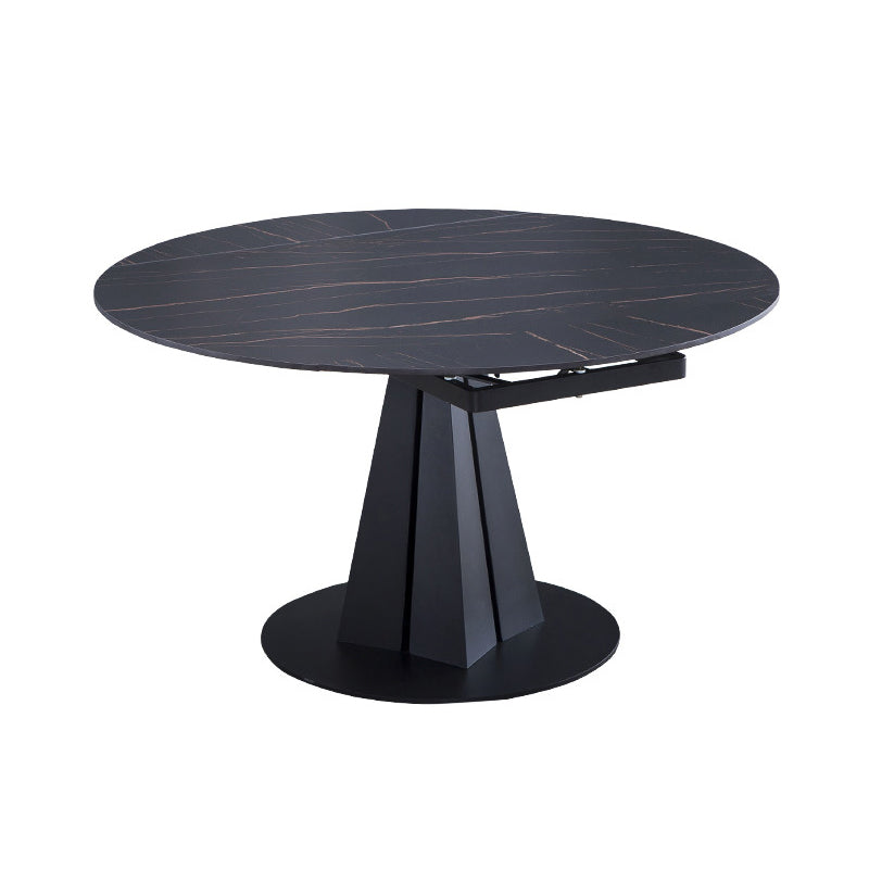 Modern Extendable Stone Dining Table Steel Base Dinner Table for Home Black Without Chairs Clearhalo 'Dining Tables & Seating' 'Dining Tables' 'dining_table' 'furn' 'furn_dining_table' 'Furniture' 'Kitchen & Dining Furniture' 6229683