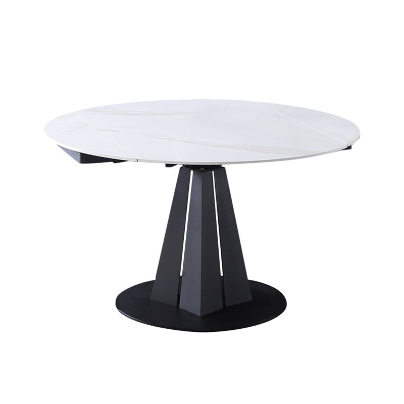 Modern Extendable Stone Dining Table Steel Base Dinner Table for Home Clearhalo 'Dining Tables & Seating' 'Dining Tables' 'dining_table' 'furn' 'furn_dining_table' 'Furniture' 'Kitchen & Dining Furniture' 6229684