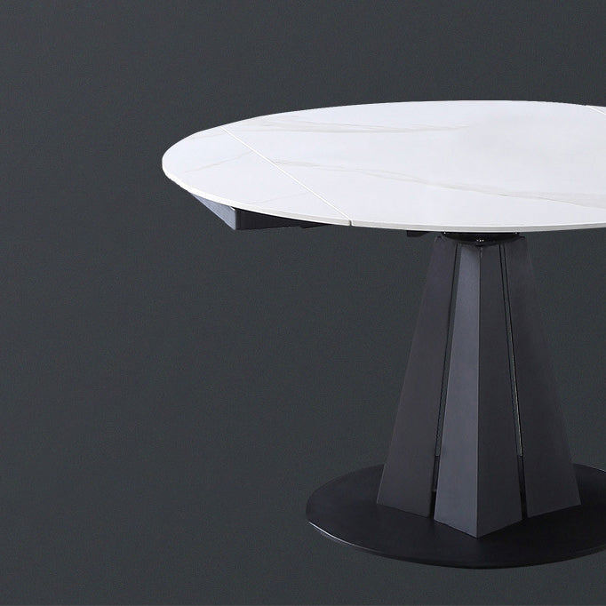 Modern Extendable Stone Dining Table Steel Base Dinner Table for Home Clearhalo 'Dining Tables & Seating' 'Dining Tables' 'dining_table' 'furn' 'furn_dining_table' 'Furniture' 'Kitchen & Dining Furniture' 6229685