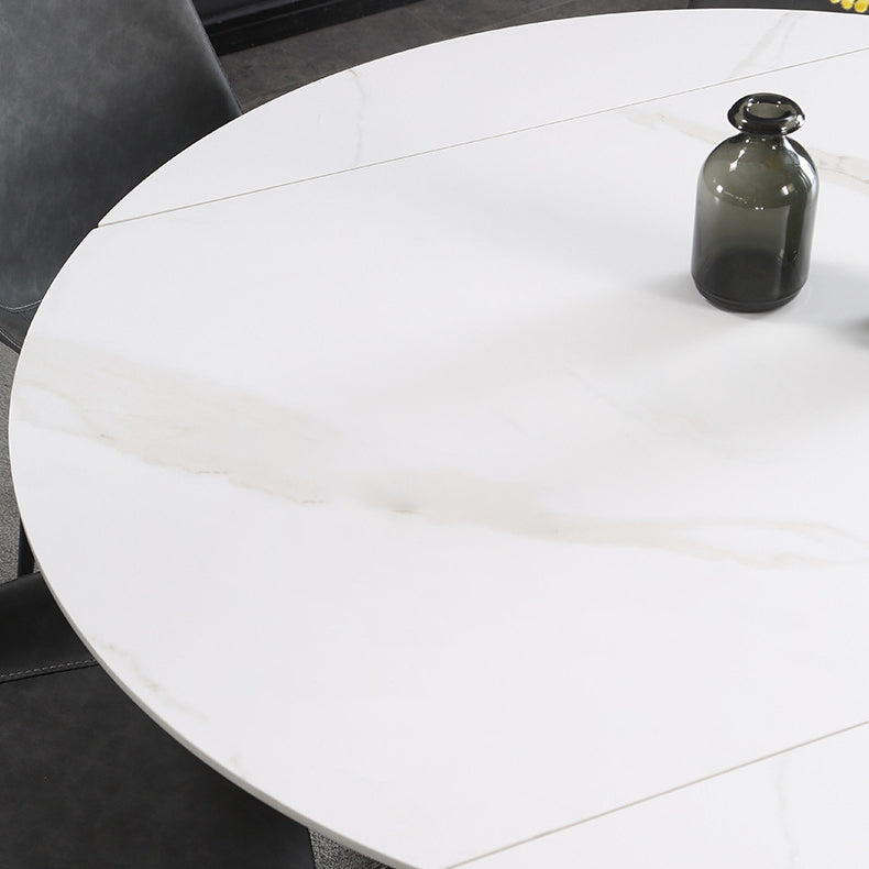 Modern Extendable Stone Dining Table Steel Base Dinner Table for Home Clearhalo 'Dining Tables & Seating' 'Dining Tables' 'dining_table' 'furn' 'furn_dining_table' 'Furniture' 'Kitchen & Dining Furniture' 6229686