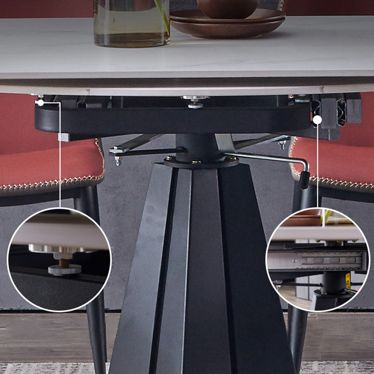 Modern Extendable Stone Dining Table Steel Base Dinner Table for Home Clearhalo 'Dining Tables & Seating' 'Dining Tables' 'dining_table' 'furn' 'furn_dining_table' 'Furniture' 'Kitchen & Dining Furniture' 6229687