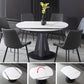 Modern Extendable Stone Dining Table Steel Base Dinner Table for Home Clearhalo 'Dining Tables & Seating' 'Dining Tables' 'dining_table' 'furn' 'furn_dining_table' 'Furniture' 'Kitchen & Dining Furniture' 6229688