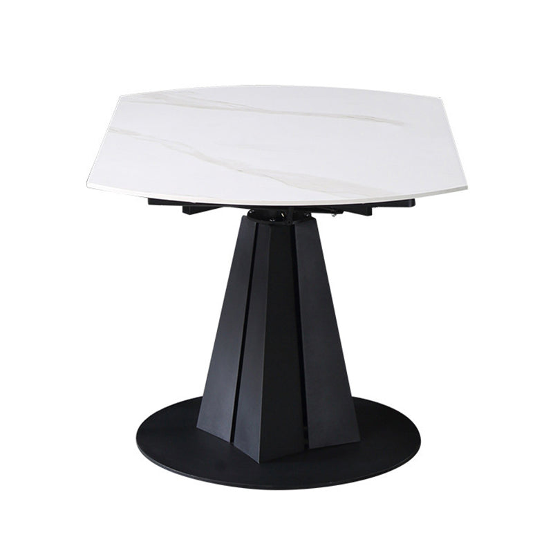 Modern Extendable Stone Dining Table Steel Base Dinner Table for Home Clearhalo 'Dining Tables & Seating' 'Dining Tables' 'dining_table' 'furn' 'furn_dining_table' 'Furniture' 'Kitchen & Dining Furniture' 6229689