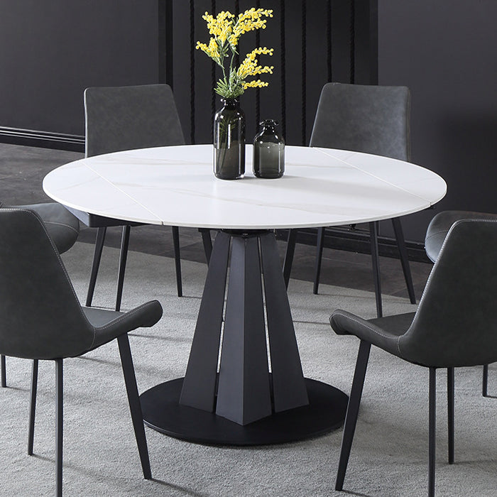 Modern Extendable Stone Dining Table Steel Base Dinner Table for Home Clearhalo 'Dining Tables & Seating' 'Dining Tables' 'dining_table' 'furn' 'furn_dining_table' 'Furniture' 'Kitchen & Dining Furniture' 6229691