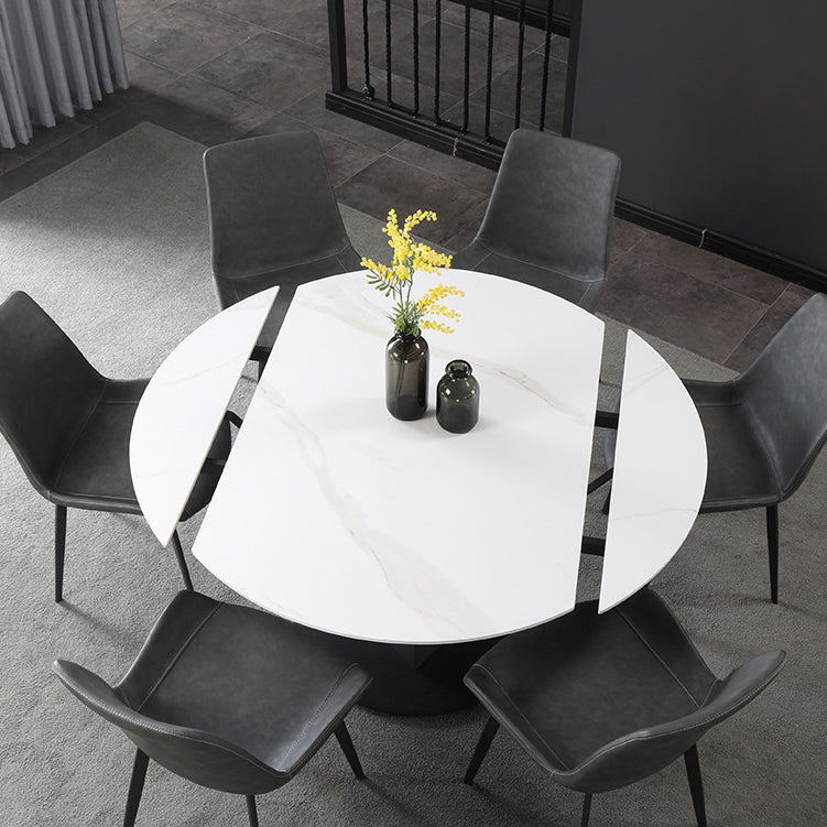 Modern Extendable Stone Dining Table Steel Base Dinner Table for Home Clearhalo 'Dining Tables & Seating' 'Dining Tables' 'dining_table' 'furn' 'furn_dining_table' 'Furniture' 'Kitchen & Dining Furniture' 6229692