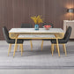 Metal and Slate Table Modern Minimalist Storage Rectangular Dining Table Gold 70.9"L x 35.4"W x 29.5"H Without Chairs Clearhalo 'Dining Tables & Seating' 'Dining Tables' 'dining_table' 'furn' 'furn_dining_table' 'Furniture' 'Kitchen & Dining Furniture' 6229738