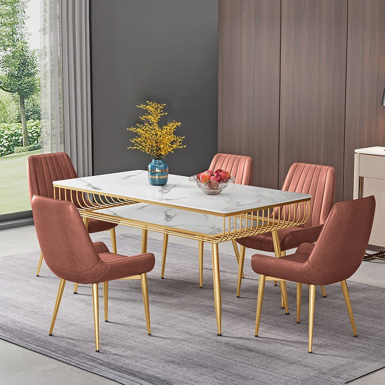 Metal and Slate Table Modern Minimalist Storage Rectangular Dining Table Clearhalo 'Dining Tables & Seating' 'Dining Tables' 'dining_table' 'furn' 'furn_dining_table' 'Furniture' 'Kitchen & Dining Furniture' 6229742