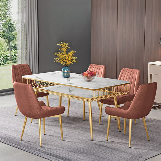 Metal and Slate Table Modern Minimalist Storage Rectangular Dining Table