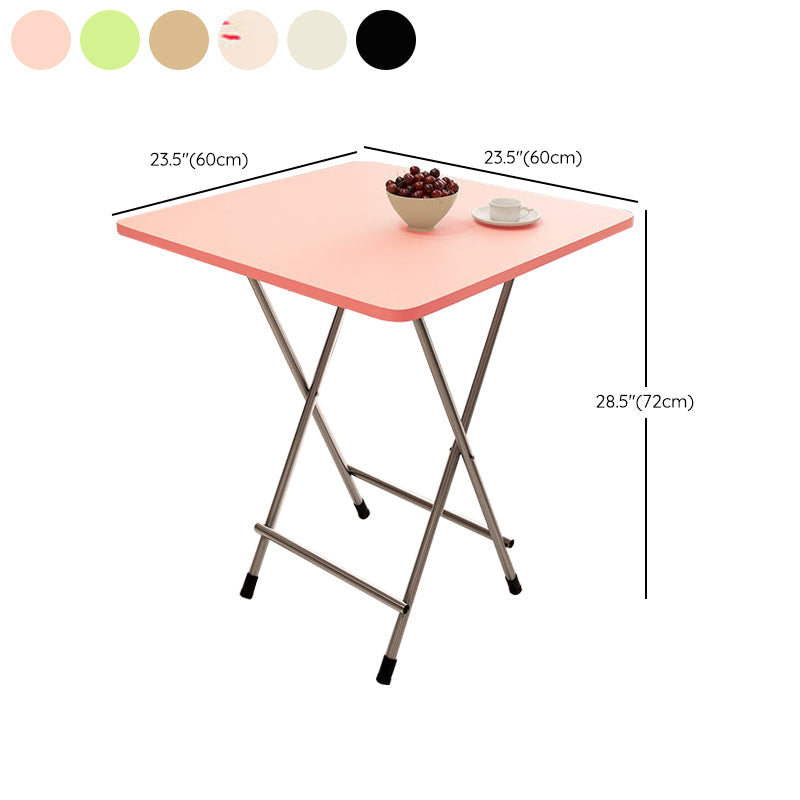Metal and Wood Table 28.5"H Mid-Century Modern Style Foldable Square Dining Table