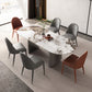 Luxury Sintered Stone Kitchen Home Fixed Double Pedestal Dining Table Oval 70.9"L x 35.4"W x 29.5"H Without Chairs Clearhalo 'Dining Tables & Seating' 'Dining Tables' 'dining_table' 'furn' 'furn_dining_table' 'Furniture' 'Kitchen & Dining Furniture' 6229772