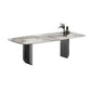 Luxury Sintered Stone Kitchen Home Fixed Double Pedestal Dining Table Rectangle Without Chairs Clearhalo 'Dining Tables & Seating' 'Dining Tables' 'dining_table' 'furn' 'furn_dining_table' 'Furniture' 'Kitchen & Dining Furniture' 6229773