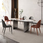 Luxury Sintered Stone Kitchen Home Fixed Double Pedestal Dining Table Oval 63"L x 31.5"W x 29.5"H Without Chairs Clearhalo 'Dining Tables & Seating' 'Dining Tables' 'dining_table' 'furn' 'furn_dining_table' 'Furniture' 'Kitchen & Dining Furniture' 6229774