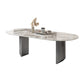 Luxury Sintered Stone Kitchen Home Fixed Double Pedestal Dining Table Oval 78.7"L x 39.4"W x 29.5"H Without Chairs Clearhalo 'Dining Tables & Seating' 'Dining Tables' 'dining_table' 'furn' 'furn_dining_table' 'Furniture' 'Kitchen & Dining Furniture' 6229777