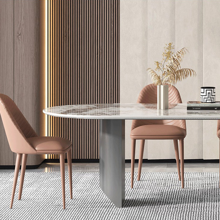 Luxury Sintered Stone Kitchen Home Fixed Double Pedestal Dining Table Clearhalo 'Dining Tables & Seating' 'Dining Tables' 'dining_table' 'furn' 'furn_dining_table' 'Furniture' 'Kitchen & Dining Furniture' 6229779