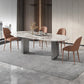 Luxury Sintered Stone Kitchen Home Fixed Double Pedestal Dining Table Clearhalo 'Dining Tables & Seating' 'Dining Tables' 'dining_table' 'furn' 'furn_dining_table' 'Furniture' 'Kitchen & Dining Furniture' 6229781