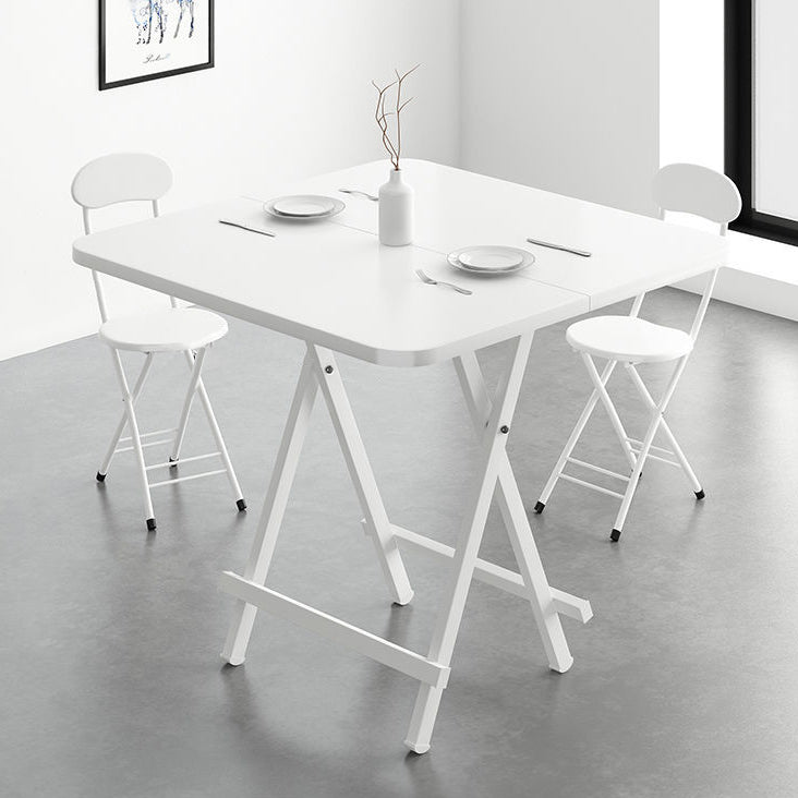 Metal and Wood Table Mid-Century Modern Style Folding Dining Table White 31.5"L x 31.5"W x 29.5"H Without Chairs Clearhalo 'Dining Tables & Seating' 'Dining Tables' 'dining_table' 'furn' 'furn_dining_table' 'Furniture' 'Kitchen & Dining Furniture' 6229793