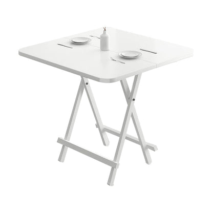 Metal and Wood Table Mid-Century Modern Style Folding Dining Table White 27.6"L x 27.6"W x 29.5"H Without Chairs Clearhalo 'Dining Tables & Seating' 'Dining Tables' 'dining_table' 'furn' 'furn_dining_table' 'Furniture' 'Kitchen & Dining Furniture' 6229794