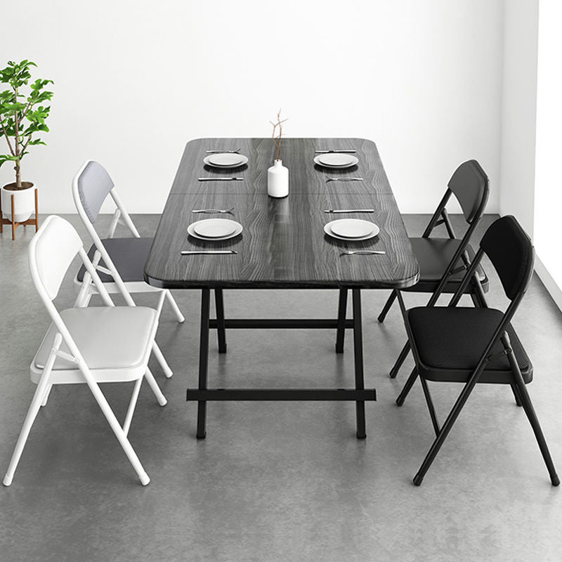 Metal and Wood Table Mid-Century Modern Style Folding Dining Table Black 47.2"L x 23.6"W x 29.5"H Without Chairs Clearhalo 'Dining Tables & Seating' 'Dining Tables' 'dining_table' 'furn' 'furn_dining_table' 'Furniture' 'Kitchen & Dining Furniture' 6229795