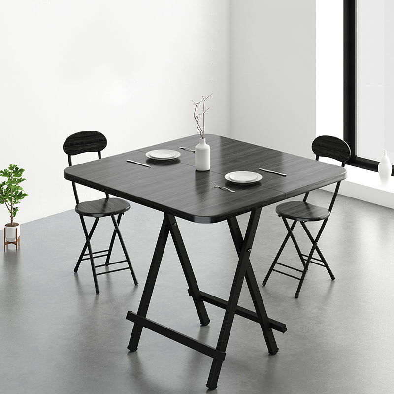Metal and Wood Table Mid-Century Modern Style Folding Dining Table Black 31.5"L x 31.5"W x 29.5"H Without Chairs Clearhalo 'Dining Tables & Seating' 'Dining Tables' 'dining_table' 'furn' 'furn_dining_table' 'Furniture' 'Kitchen & Dining Furniture' 6229796