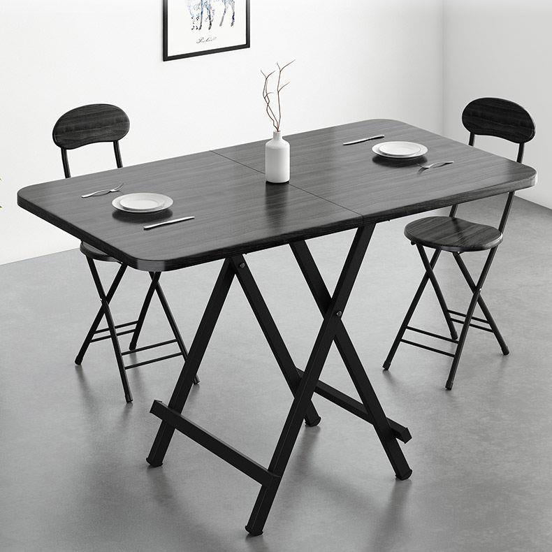 Metal and Wood Table Mid-Century Modern Style Folding Dining Table Black 39.4"L x 23.6"W x 29.5"H Without Chairs Clearhalo 'Dining Tables & Seating' 'Dining Tables' 'dining_table' 'furn' 'furn_dining_table' 'Furniture' 'Kitchen & Dining Furniture' 6229798