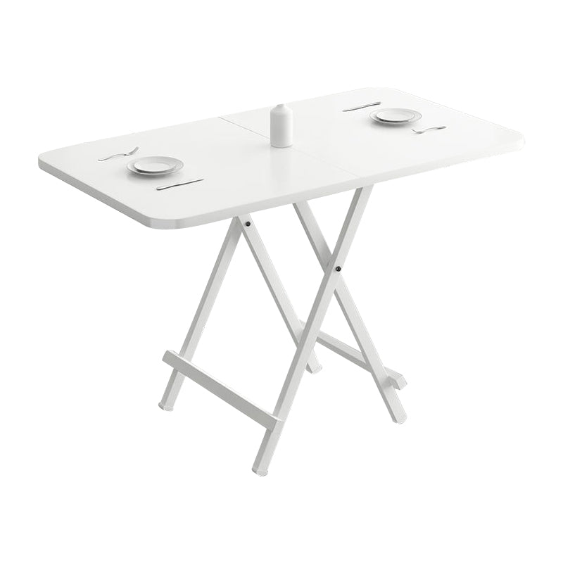 Metal and Wood Table Mid-Century Modern Style Folding Dining Table White 47.2"L x 23.6"W x 29.5"H Without Chairs Clearhalo 'Dining Tables & Seating' 'Dining Tables' 'dining_table' 'furn' 'furn_dining_table' 'Furniture' 'Kitchen & Dining Furniture' 6229799