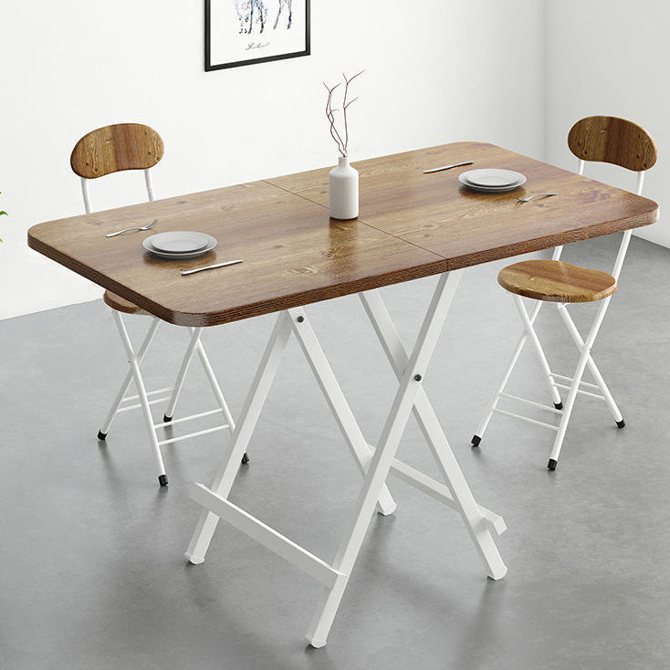 Metal and Wood Table Mid-Century Modern Style Folding Dining Table Clearhalo 'Dining Tables & Seating' 'Dining Tables' 'dining_table' 'furn' 'furn_dining_table' 'Furniture' 'Kitchen & Dining Furniture' 6229805