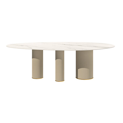 Oval Shape Luxury Kitchen Table Sintered Stone Fixed Desk for Dining Room