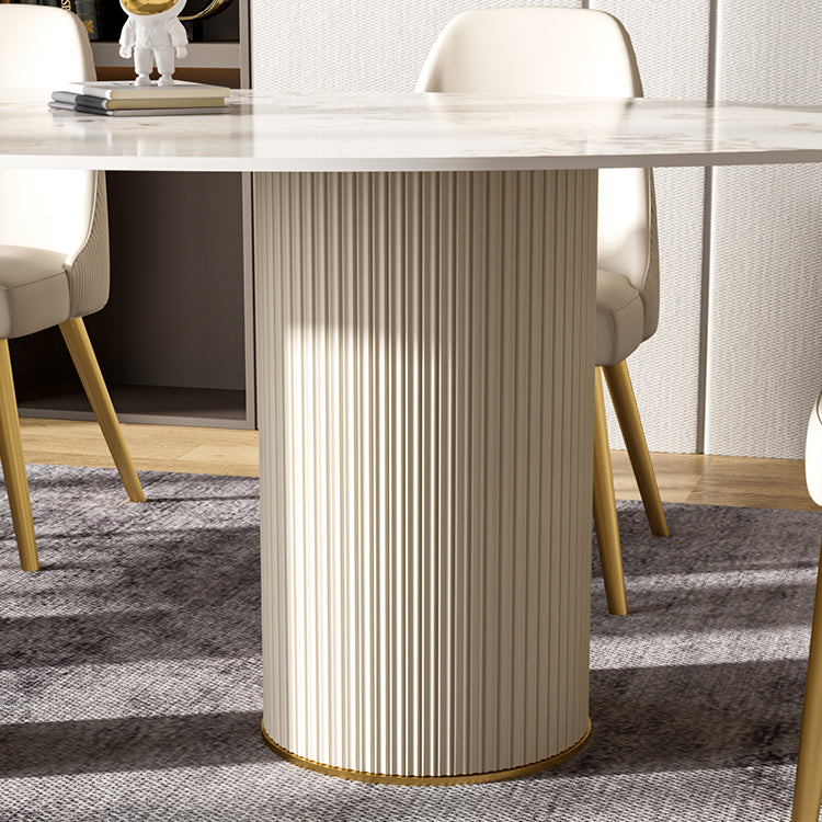 Oval Shape Luxury Kitchen Table Sintered Stone Fixed Desk for Dining Room