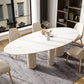 Oval Shape Luxury Kitchen Table Sintered Stone Fixed Desk for Dining Room