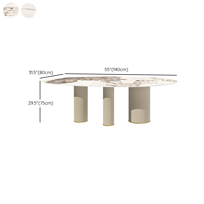 Oval Shape Luxury Kitchen Table Sintered Stone Fixed Desk for Dining Room