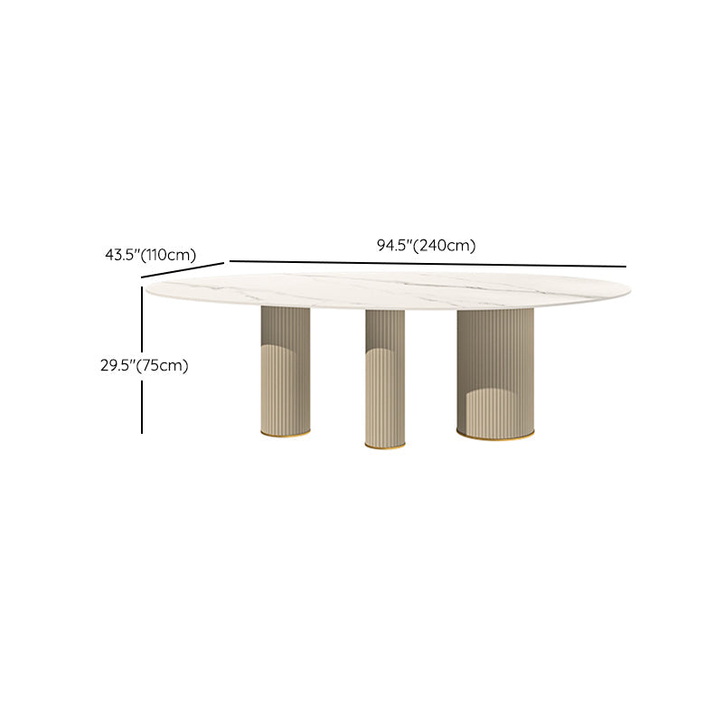 Oval Shape Luxury Kitchen Table Sintered Stone Fixed Desk for Dining Room