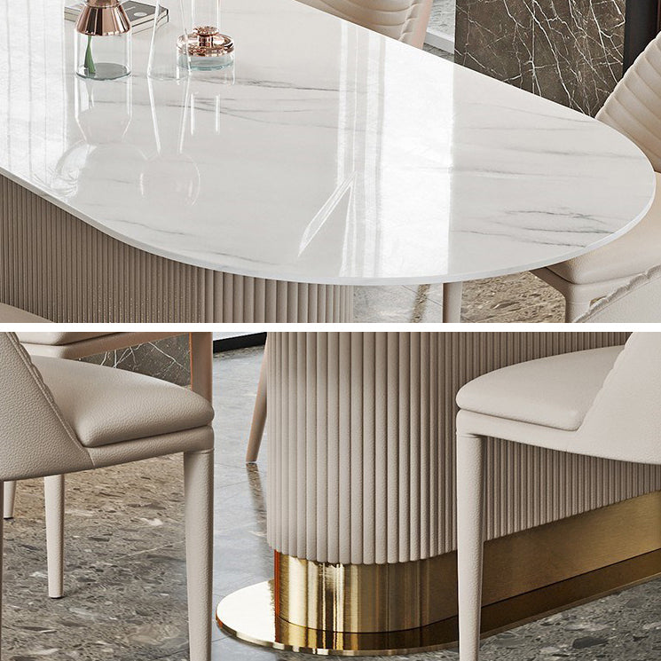 Oval Shape Fixed Kitchen Table Sintered Stone Pedestal Dining Table Clearhalo 'Dining Tables & Seating' 'Dining Tables' 'dining_table' 'furn' 'furn_dining_table' 'Furniture' 'Kitchen & Dining Furniture' 6229835