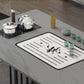 Leisteen en metalen tafel Moderne minimalistische rechthoekige eettafel met opbergruimte
