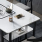 Leisteen en metalen tafel Moderne minimalistische rechthoekige eettafel met opbergruimte