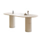 Luxury Oval Shape Kitchen Table Sintered Stone Double Pedestal Dining Table Matte White 55.1"L x 27.6"W x 29.5"H Without Chairs Clearhalo 'Dining Tables & Seating' 'Dining Tables' 'dining_table' 'furn' 'furn_dining_table' 'Furniture' 'Kitchen & Dining Furniture' 6229861