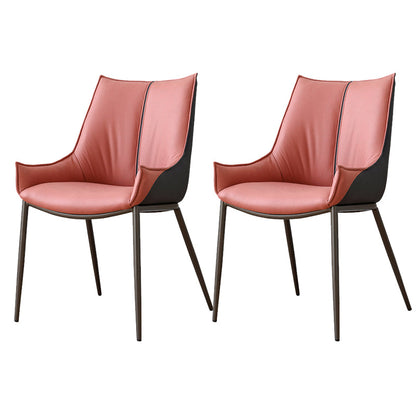 Metal Kitchen Dining Side Chair Upholstered Dining Chair with Black Legs