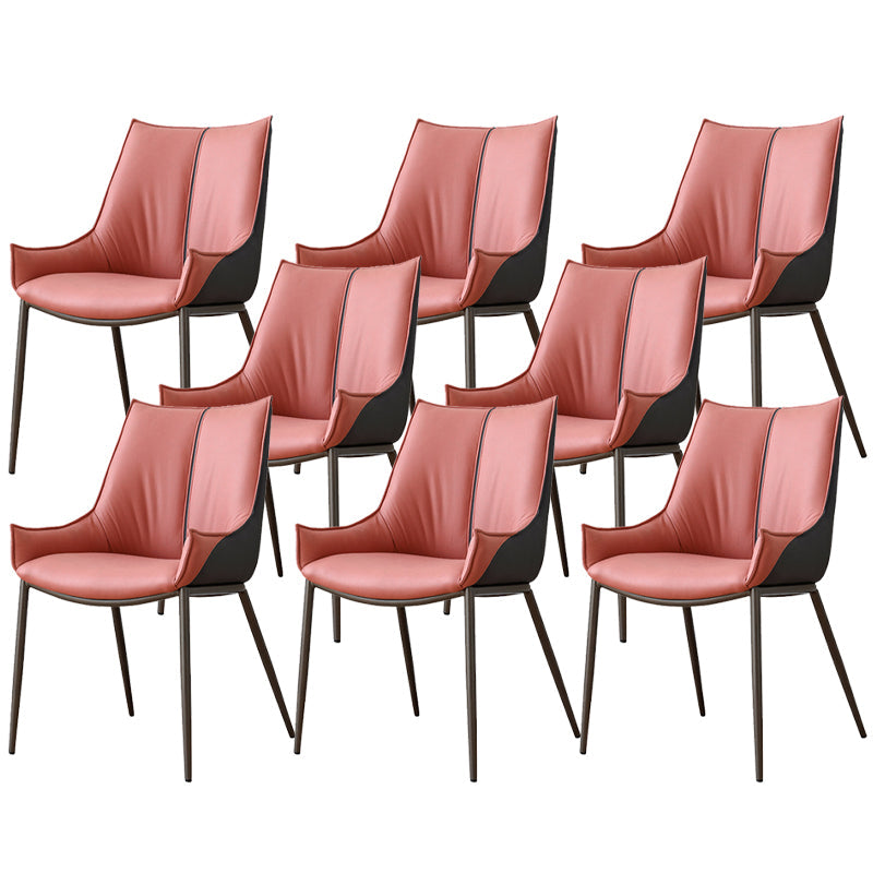 Metal Kitchen Dining Side Chair Upholstered Dining Chair with Black Legs